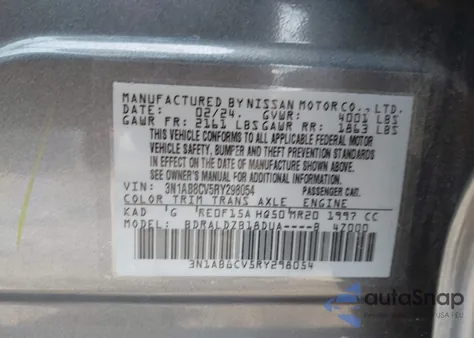 2024 Nissan Sentra Sv Xtronic Cvt from USA, damaged, VIN 3N1AB8CV5RY298054